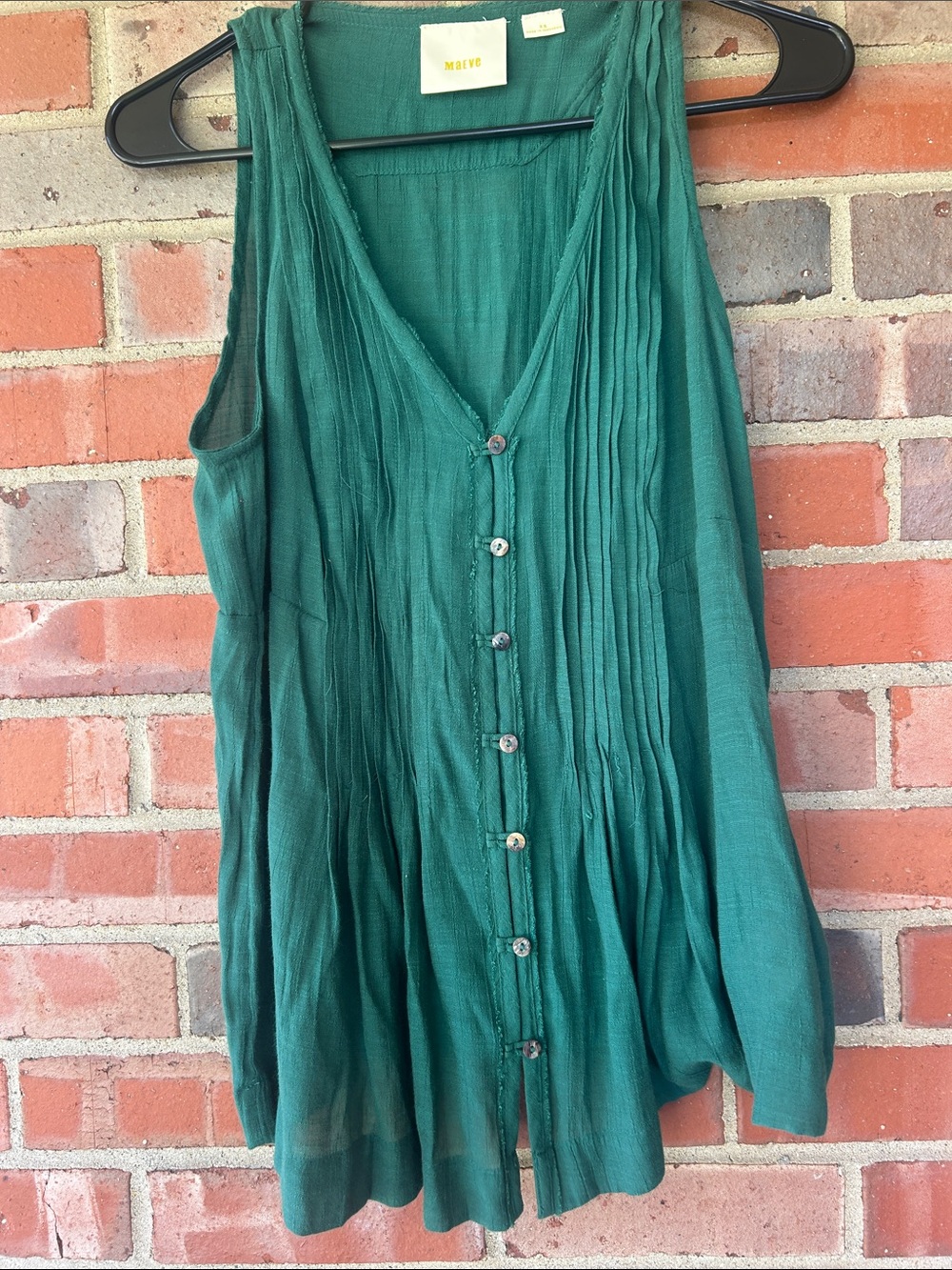 Maeve Emerald Green Sleeveless Button-Front Tunic XS